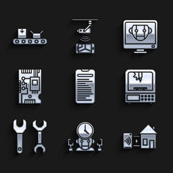 set computer api interface robot and digital time vector image