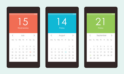 set of calendar widget ui for mobile app vector image