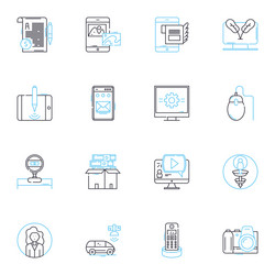 technological innovation linear icons set vector image