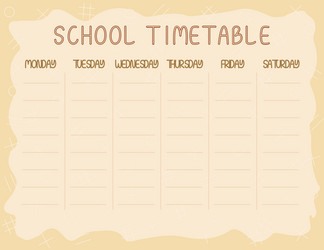 a simple timetable for the week go back vector image