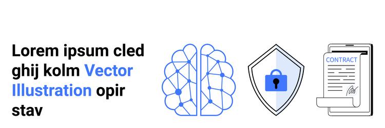 digital brain security shield and signed vector image
