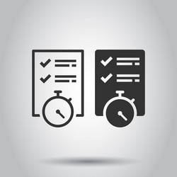 document witch clock icon in flat style checklist vector image