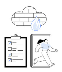 firewall security with checklist and a person vector image