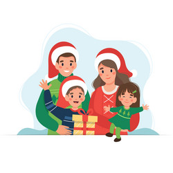 happy family at christmas cute vector