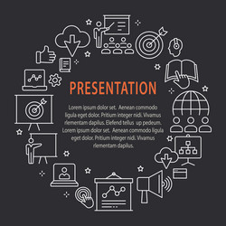 presentation outline icons set for website banner vector image
