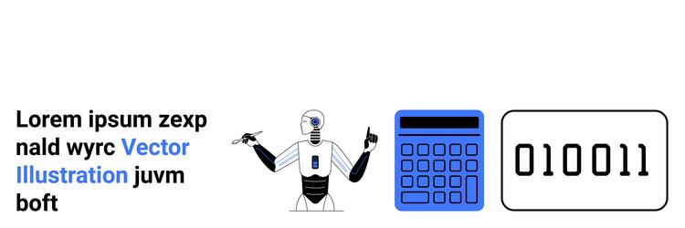 ai robot with calculator discussing binary code vector image