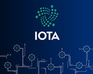 cryptocurrency iota circuit on dark background vector