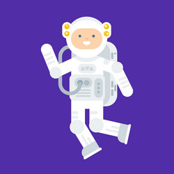 Flat style of happy astronaut in space suit vector