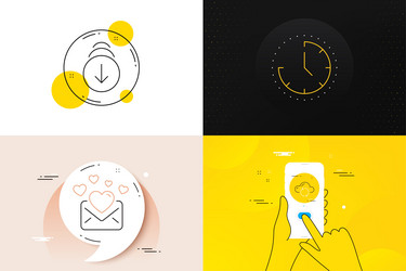 minimal set of cloud sync scroll down and love vector image