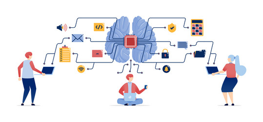 people accessing data from learning work vector image