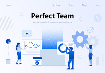 Perfect team flat banner for business landing page vector