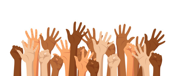 raised hands different race vector