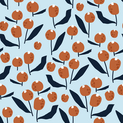 Seamless pattern with flowers in simple style vector