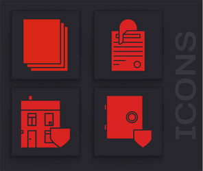 set safe with shield clean paper file document vector image
