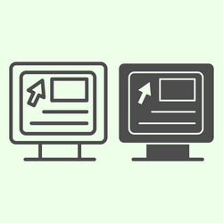 computer line and solid icon webpage with cursor vector image