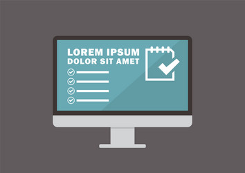 computer monitor with evaluate form on display vector image