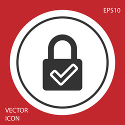grey open padlock and check mark icon isolated vector image