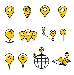 navigation and map line icon set elements vector image