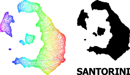 net map santorini island with rainbow colored vector image