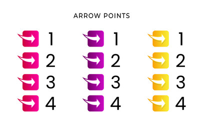 colorful bullet arrow point number with gradient vector image