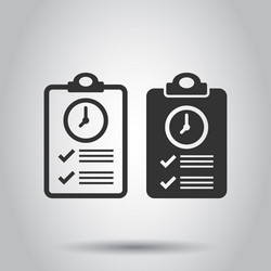 document witch clock icon in flat style checklist vector image