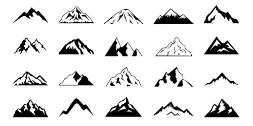 Mountain icons set Royalty Free Vector Image - VectorStock