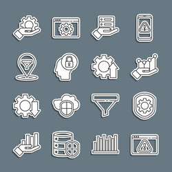 set line browser with exclamation mark shield vector image