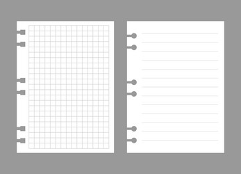 set of notebook sheets isolated on gray background vector image