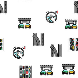 Traffic jam transport seamless pattern vector