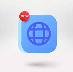 world wide web button with a new message label 3d vector image