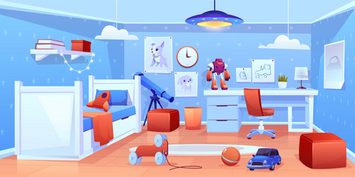 Cozy Boy's Bedroom Vector Image