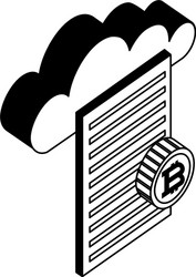 document with cloud computing and bitcoins vector image