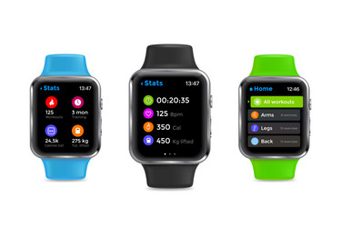 Fitness tracker watch display screen interface Vector Image