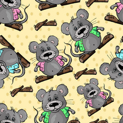 Pattern with a mouse on yellow background vector