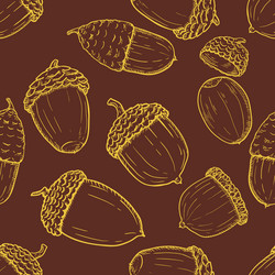 Seamless autumn pattern with sketch acorns vector