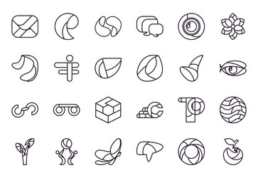 abstract shapes line style icon set design vector image