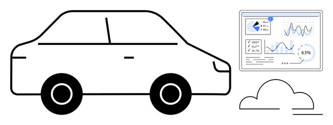connected car data analytics with cloud vector image