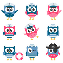Cute Owl Sailors Vector Image
