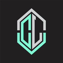dl logo monogram with hexagon shape and outline vector image