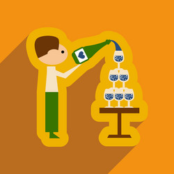 flat web icon with long shadow pyramid wine waiter vector image