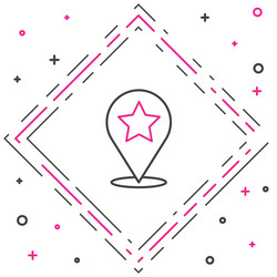 line map pointer with star icon isolated on white vector image