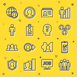 set line users group smartphone project team vector image