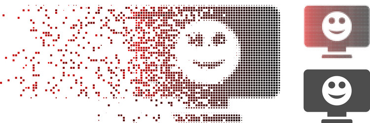 fractured pixel halftone display smile icon vector image