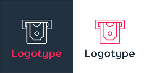 logotype line atm - automated teller machine vector image