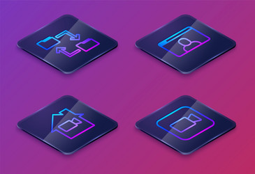 set isometric line cloud storage document folder vector image