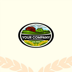 Vintage Farm Logo - Oval Shape Vector Image