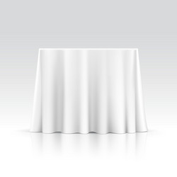 White Square Table with Tablecloth vector image