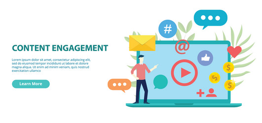 Content engagement website design template banner vector