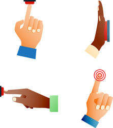 Hand press red button finger press control push Vector Image