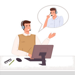 man operator call center or hotline consultant vector image